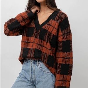 NWOT Colleen Sweater Rust Black Plaid